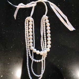 Faux Pearl Statement Necklace